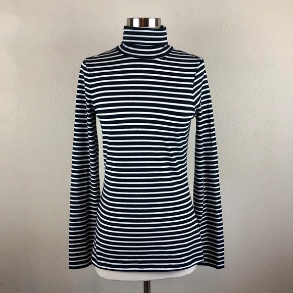 Express Top Striped Long Sleeve Turtleneck - Picture 1 of 8
